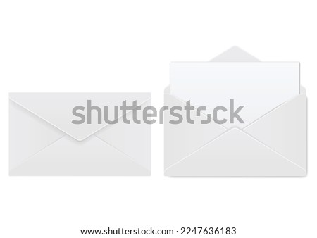 Realistic envelope. Design template for mockup. Opened and closed realistic mockup. Blank stationery letter folded and unfolded view