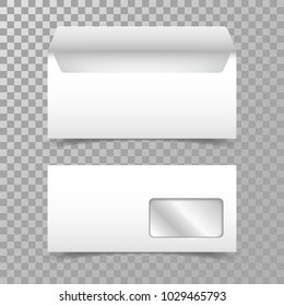 Realistic envelope set. Vector mockup.
