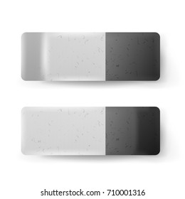 Realistic Eraser Isolated Vector. Classic Grey White Rubber Icon. Isolated Illustration
