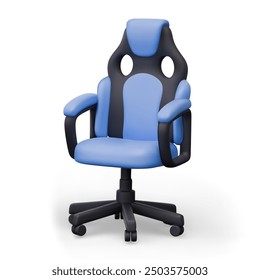 Realistic ergonomic chair with armrests and wheels. Modern furniture