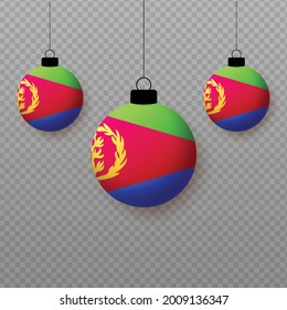 Realistische Flagge Eritreas mit fliegenden Lichtballons. Dekorative Elemente für Nationalfeiertage.