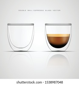 Realistic espresso glass cup and empty double wall glass,vector,mock up 