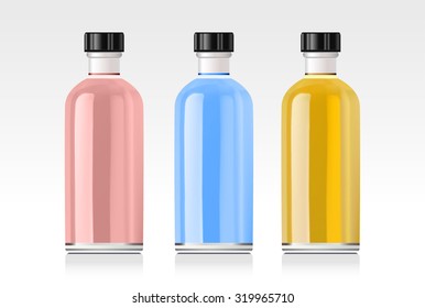 Botella de aceite esencial realista. Menudo. Vial estético, frasco. Contenedor para perfume. Banco médico. Frasco de cuentagotas para suero. Frasco con receta