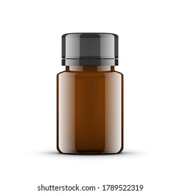 Realistic Essential Oil Brown Glass Bottle. Cosmetic Flask. EPS10 Vector