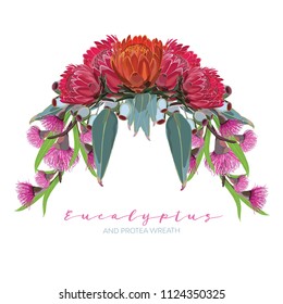 Realistic Eucalyptus and Protea Wreath