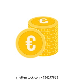 Realistic Euro Coin Vector Icon Design Template. Gold Coin Stack vector Illustration.