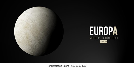 Realistic Europa Planet From Space. Vector Illustration