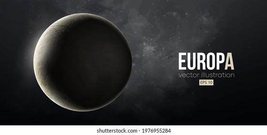 Realistic Europa Planet From Space. Vector Illustration