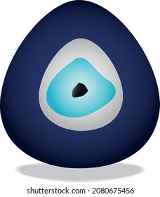 Realistic evil eye bead. Blue color and glass. Vector illustration.