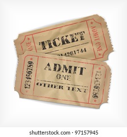 it is realistic executed vector old tickets, with possibility to edit the text and figures (the effect of old times and an attrition, rumpled remains)