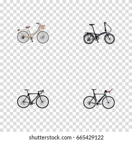 Realistic Exercise Riding, Competition Bicycle, Brand Vector Elements. Set Of Bicycle Realistic Symbols Also Includes Vintage, Bicycle, Folding Objects.