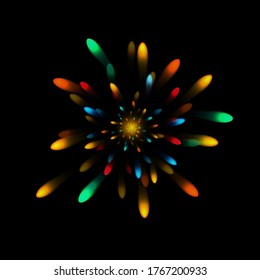 Realistic explosion. Fireworks. Bright flash. Celebration. For your design. Clipart