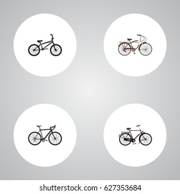 Realistic Extreme Biking, Cyclocross Drive, Journey Bike And Other Vector Elements. Set Of Sport Realistic Symbols Also Includes Bicycle, Velocipede, Cruise Objects.