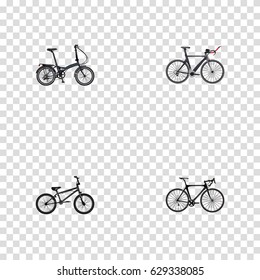 Realistic Extreme Biking, Exercise Riding, Folding Sport-Cycle And Other Vector Elements. Set Of Lifestyle Realistic Symbols Also Includes Folding, Bicycle, Bike Objects.