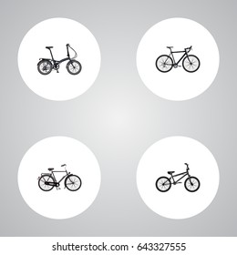 Realistic Extreme Biking, Folding Sport-Cycle, Training Vehicle And Other Vector Elements. Set Of Lifestyle Realistic Symbols Also Includes Folding, Bmx, Cyclocross Objects.