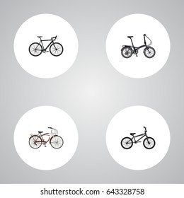Realistic Extreme Biking, Journey Bike, Cyclocross Drive And Other Vector Elements. Set Of Sport Realistic Symbols Also Includes Extreme, Cyclocross, Bike Objects.