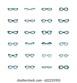 Realistic eye glasses set in flat style