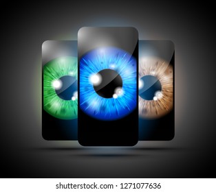 realistic eyeball on a cell mobile phone