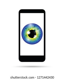 realistic eyeball on a cell mobile phone