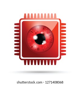 realistic eyeball on a microchip 
