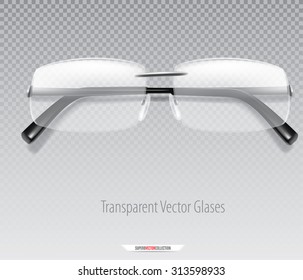 Realistic eyeglasses. Semi transparent vector graphic