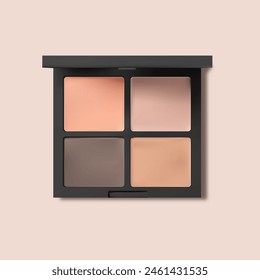 Realistic Eyeshadow Palette package, make-up banner, cosmetic background, packaging mockup, black design, vector