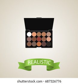 Realistic Eyeshadow Set Element. Vector Illustration Of Realistic Multicolored Palette Isolated On Clean Background. Can Be Used As Multicolored, Eyeshadow And Palette Symbols.