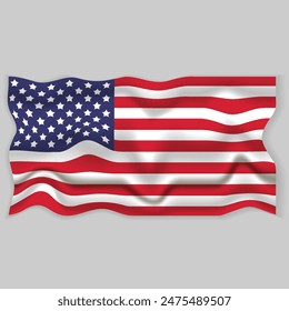 Realistic Fabric American Flag Waving