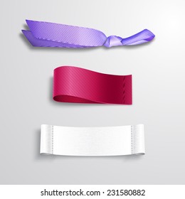 Realistic Fabric Labels And Ribbon. Vector Illustration.