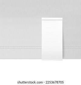Realistic fabric tag on clothing. Vector illustration isolated on white background. Ready for your design. EPS10.	