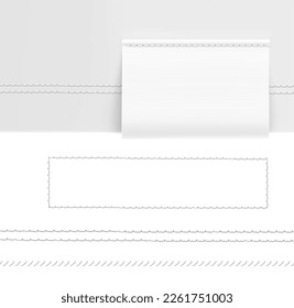 Realistic fabric tag on clothing. Vector illustration isolated on white background. Graphic elements ready for your design. EPS10.	