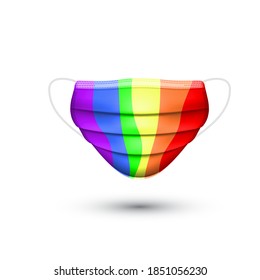 Realistic Face Mask. Medical protection mask. LGBT pride colors. Vector illustration isolated on white background