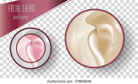 Realistic Facial Cream. Skin care cosmetics. Vector Illustration. 