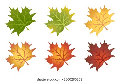Realistisch fallende Herbstblätter. Einfache modische Design Wald Herbst Ahorn Blätter flachen Stil. Helles Konzept für moderne Einladungskarten, Poster, Banner, Werbung für den Thanksgiving Day. Vektorgrafik