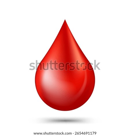 Realistic falling blood drops, syrup, or oil vector illustration isolated on white background