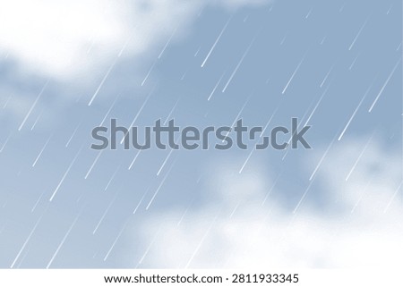 realistic falling rain drops blue sky background vector