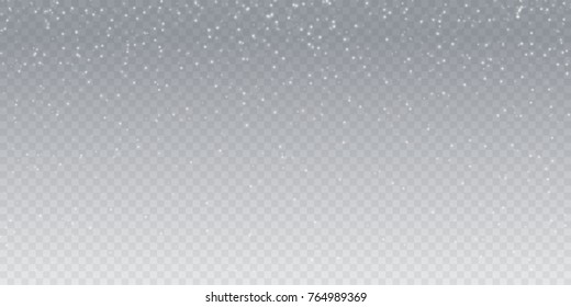 Realistic falling snow. Isolated on transparent background. Vector illustration