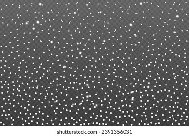 Cae nieve realista sobre fondo transparente. Ilustración vectorial.