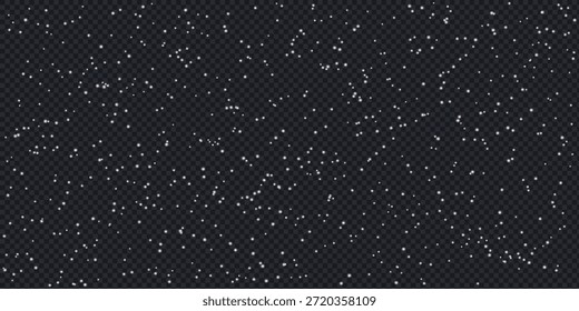 Realistic falling snow on a transparent background. snowfall falling, snowflakes winter symbol. vector illustration.