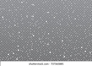 Realistic Falling Snow On Transparent Background. Vector Illustration.