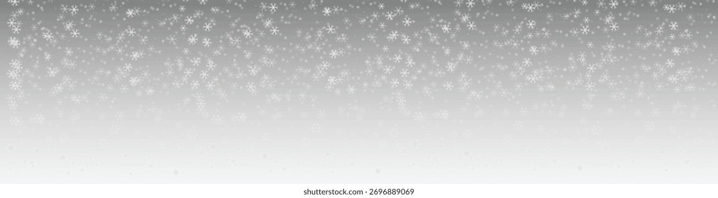 Una capa realista de nieve que cae sobre un fondo gris del invierno festivo del gradiente con la tormenta de nieve y el bokeh. Un Vector moderno, superposición blanca con efecto de luz especial, para Navidades, diseño de vacaciones de año Nuevo