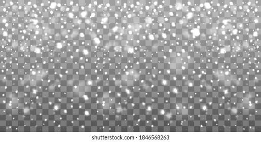 Realistic falling snow or snowflakes background. Vector illustration