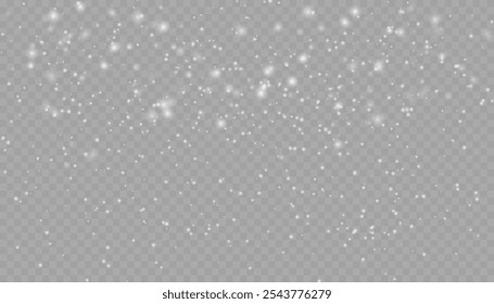 Nieve que cae realista con copos de nieve y nubes. Vector de fuertes nevadas, copos de nieve en diferentes Formas y formas. Muchos Elementos en escamas frías blancas sobre fondo transparente.