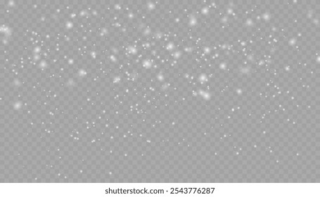 Nieve que cae realista con copos de nieve y nubes. Vector de fuertes nevadas, copos de nieve en diferentes Formas y formas. Muchos Elementos en escamas frías blancas sobre fondo transparente.