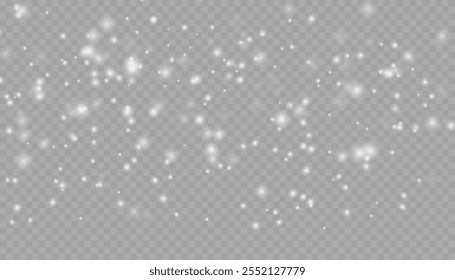 Nieve que cae realista con copos de nieve y nubes. Vector de fuertes nevadas, copos de nieve en diferentes Formas y formas. Muchos Elementos en escamas frías blancas sobre fondo transparente.