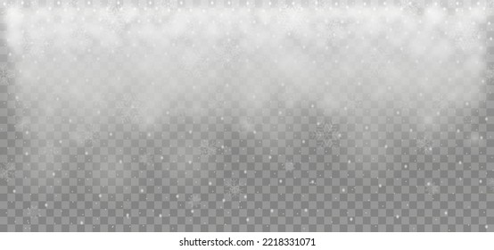 Realistischer fallender Schnee oder Schneeflocken. Winter-transparenter Hintergrund für Weihnachts- oder Neujahrskarte
