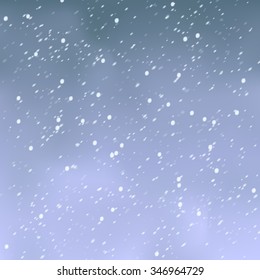 Realistic falling snow. Vector illustration. New Year Weather Background.