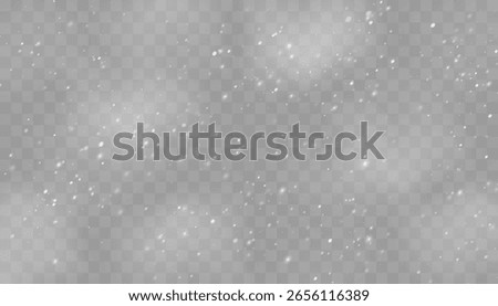 Realistic falling snow with white flakes in the air. Snowy texture on transparent background for creating winter mood, overlays, or festive effects.