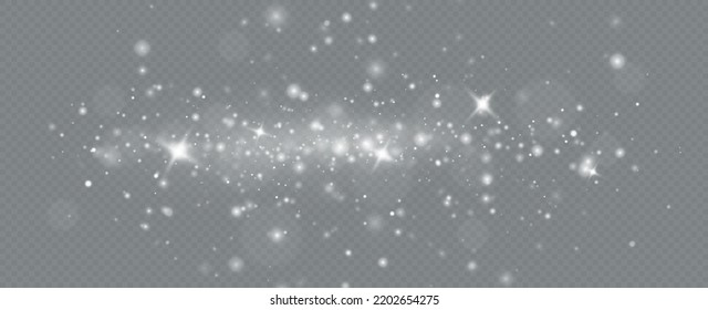 Realistic falling snow.Christmas background.Isolated on transparent background.
