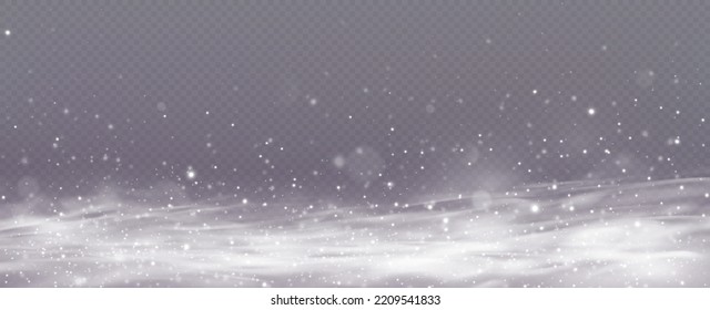 Realistic falling snow.Christmas background.Isolated on transparent background.